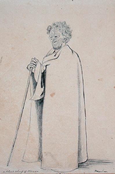A Blind Chief of Otawao, c.1844 (penna och penna på papper) av Joseph Jenner Merrett