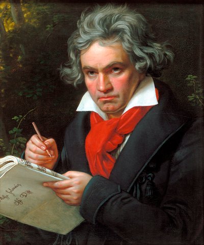 Porträtt av Ludwig van Beethoven när han komponerade högtidlighetsmässan, 1820. av Joseph Carl Stieler