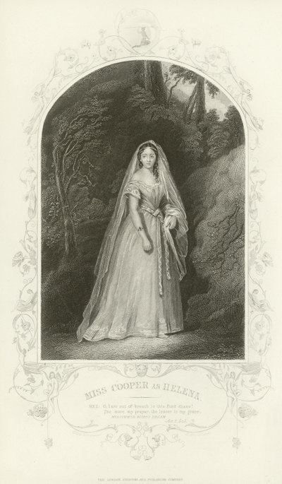 Miss Cooper som Helena, En midsommarnattsdröm, akt II, scen iii av Joseph Kenny Meadows
