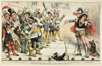 Scen ur den nya nationella operetten, ur Puck av Joseph Keppler