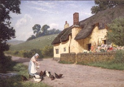 A Devonshire Cottage (akvarell) av Joseph Kirkpatrick