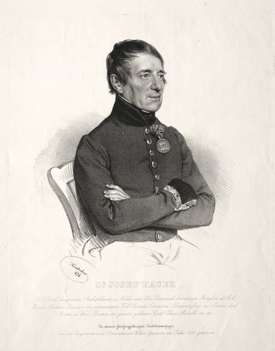 Porträtt av Dr. Jospeh Hauer av Joseph Kriehuber