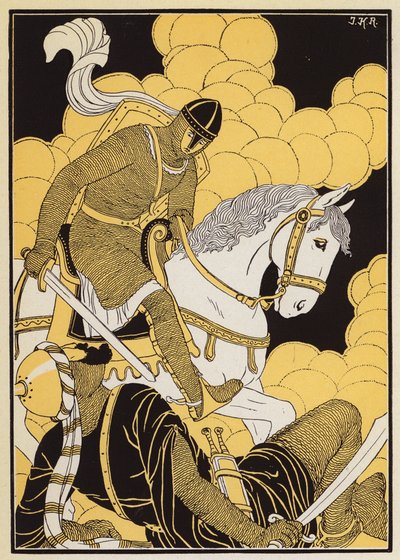 Le Combat de Guillaume Contre le Geant Corsolt (färglitografi) av Joseph Kuhn Regnier