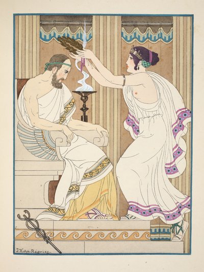 En gyllene krona, illustration från Hippokrates verk, 1934 av Joseph Kuhn Regnier