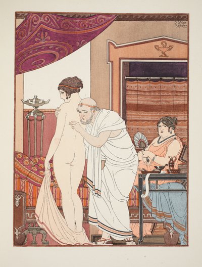 Ljud från bröstet, illustration från "Hippokrates verk", 1934 av Joseph Kuhn Regnier