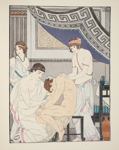 Chiropraktisk justering, illustration från "Hippokrates verk", 1934 av Joseph Kuhn Regnier