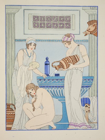 Häller vatten över patienten, illustration från 