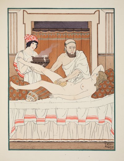 Sponge Bath, illustration från "The Works of Hippocrates", 1934 av Joseph Kuhn Regnier