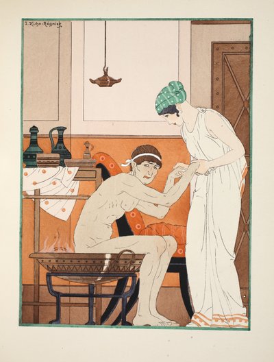Ångbad, illustration från "Hippokrates verk", 1934 av Joseph Kuhn Regnier
