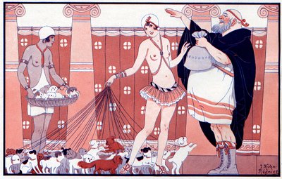 Three Prix Féminins - Pris av lilla gamla mormor från en stor familj - illustration från la Vie Parisienne 1919 av Joseph Kuhn Regnier