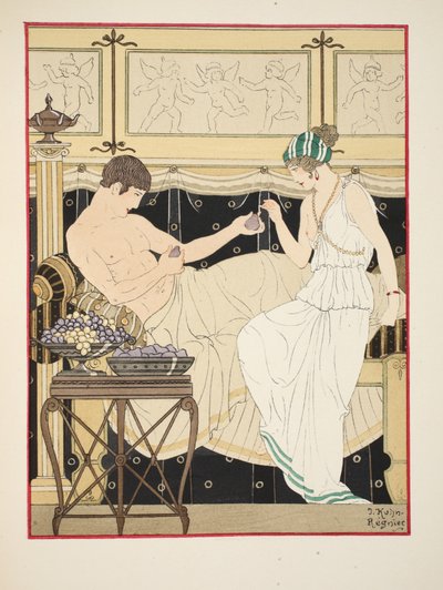 Vi åt druvor och fikon minst, illustration från Hippokrates verk, 1934. av Joseph Kuhn Regnier