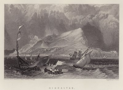 Gibraltar (färg litho) av Joseph Mallord William (after) Turner