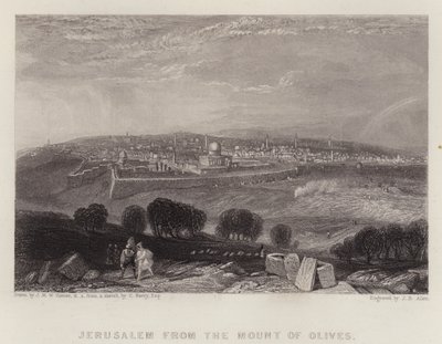 Jerusalem från Oljeberget (färg litho) av Joseph Mallord William (after) Turner