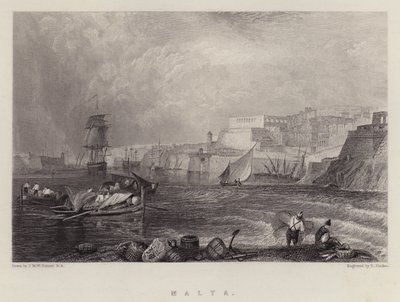 Malta (färg litho) av Joseph Mallord William (after) Turner