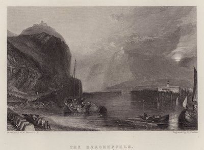 Drachenfels (färg litho) av Joseph Mallord William (after) Turner