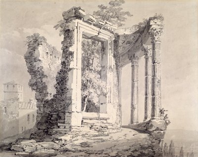 Sibylltemplet, Tivoli (penna och akvarell på papper) av Joseph Mallord William (attr.to) Turner