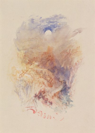 A Mountain Pass in Moonlight, ca 1845 (akvarell på papper) av Joseph Mallord William Turner
