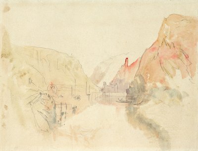 Slottet Traben-Trarbach vid Mosel, ca 1844 (penna och akvarell på papper) av Joseph Mallord William Turner