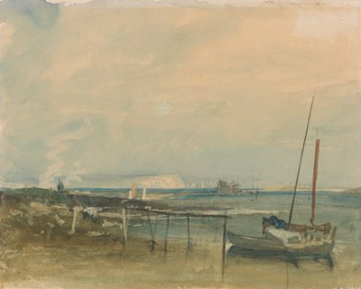 Kustscen med vita klippor och båtar på stranden av Joseph Mallord William Turner