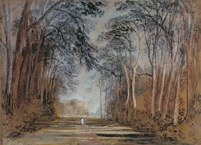 Farnley Avenue, Farnley Hall, Yorkshire (penna, krita, akvarell, gouache och vatten) av Joseph Mallord William Turner
