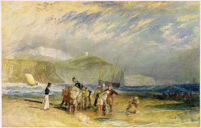 Folkestones hamn och kust till Devon, ca 1830 (wc och gouache på papper) av Joseph Mallord William Turner