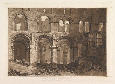 Holy Island Cathedral Liber Studiorum, del III, skylt 11, 20 februari 1808. av Joseph Mallord William Turner