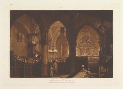 Interiör av en kyrka Liber Studiorum, del XIV, skylt 70, 1 januari 1819. av Joseph Mallord William Turner