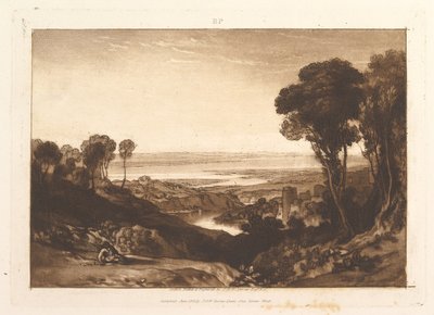 Junction of Severn och Wye Liber Studiorum, del VI, skylt 28, juni 1811. av Joseph Mallord William Turner