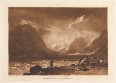 Thunsjön, schweiziska Liber Studiorum, del III, skylt 15, 10 juni 1808. av Joseph Mallord William Turner
