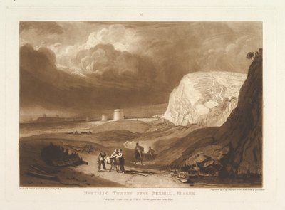Martello Towers nära Bexhill, Sussex Liber Studiorum, del VII, skylt 34, juni 1811. av Joseph Mallord William Turner