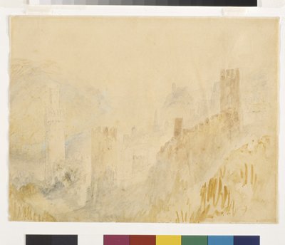 Oberwesel On The Rhen (akvarell över penna på vitt papper) av Joseph Mallord William Turner