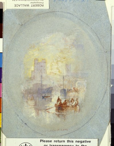 Orford Haven (gouache förstärkt med penna och bläck på blått papper) av Joseph Mallord William Turner
