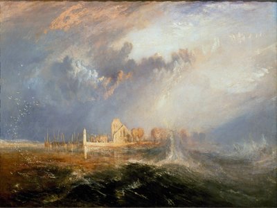 Quillebeuf vid mynningen av Seine (Quillebeuf-sur-Seine, Quillebeuf sur Seine) i Normandie”” Målning av Joseph Mallord William Turner (1775-1851) 1833 Mått 92,5x123,2 cm Lissabon. Calouste Gulbenkian-museet av Joseph Mallord William Turner