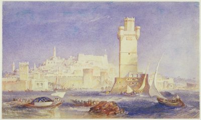 Rhodos, ca 1823-24 (w/c & kroppsfärg på papper) av Joseph Mallord William Turner