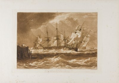 Ships in a Breeze, skylt 10 från Liber Studiorum av Joseph Mallord William Turner