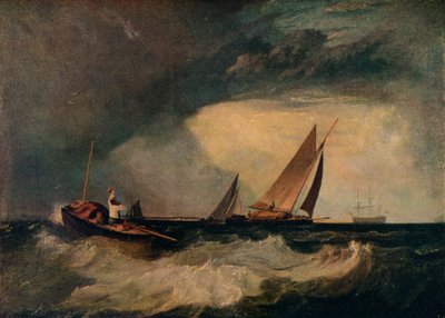Shoeburyness Fisherman Hailing a Whitstable Hoy, aka The Pilot Boat, and The Red Cap, c1809 av Joseph Mallord William Turner