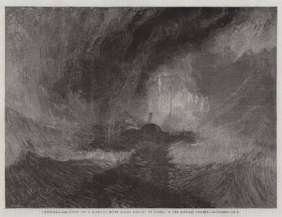 Snöstorm, ångbåt utanför en hamns mun gör signaler, i National Gallery av Joseph Mallord William Turner