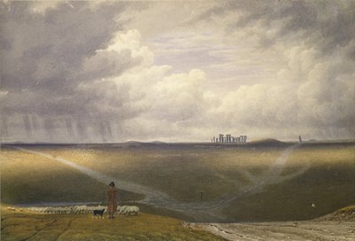 Stonehenge - En regnig dag (akvarell på papper) av Joseph Mallord William Turner