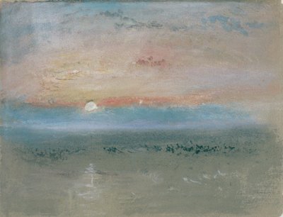 Solnedgång, ca 1830 (wc och gouache på grått papper) av Joseph Mallord William Turner