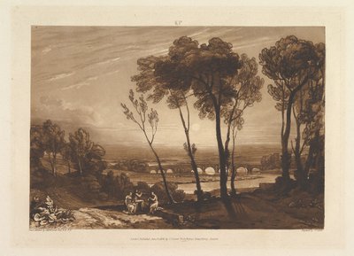 Bron i medeldistans Liber Studiorum, del III, skylt 13, 10 juni 1808. av Joseph Mallord William Turner