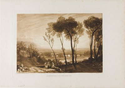 Bron på medeldistans, skylt 13 från Liber Studiorum av Joseph Mallord William Turner