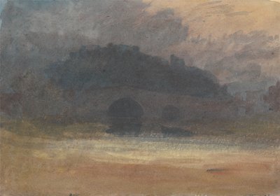 Bron över floden Rye vid Helmsley, med slottet i bakgrunden av Joseph Mallord William Turner