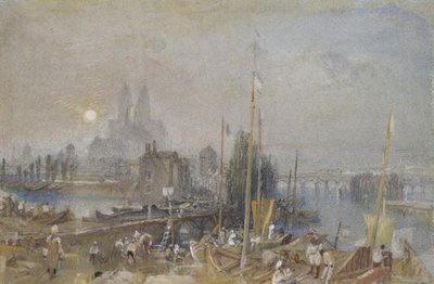 Kanalen i Loire och Cher, nära Tours, ca. 1830 (akvarell med kroppsfärg och penna och brunt bläck) av Joseph Mallord William Turner