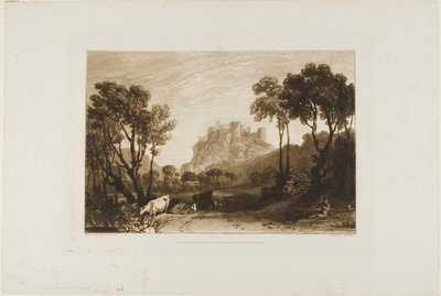 Slottet ovanför ängarna, skylt 8 från Liber Studiorum av Joseph Mallord William Turner