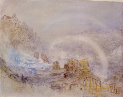 Rhenfallen vid Schaffhausen (penna, rött bläck & wc på papper) av Joseph Mallord William Turner