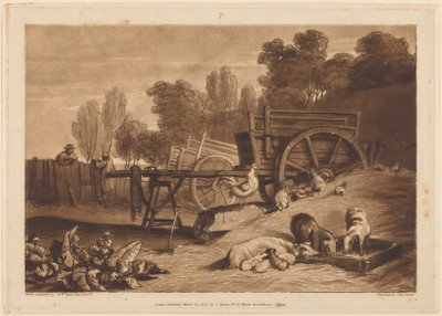Bondgården med tuppen av Joseph Mallord William Turner