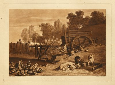 Bondgården med tuppen av Joseph Mallord William Turner