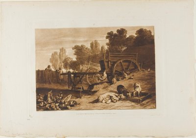 Gårdsgården med hanen, tallrik 17 från Liber Studiorum av Joseph Mallord William Turner