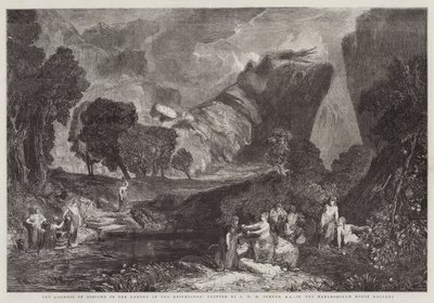 Discordens gudinna i Hesperidernas trädgård, i Marlborough House Gallery av Joseph Mallord William Turner