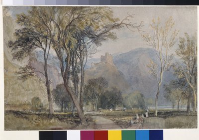 The Marxburg (akvarell på vitt papper beredd med en grå tvätt) av Joseph Mallord William Turner